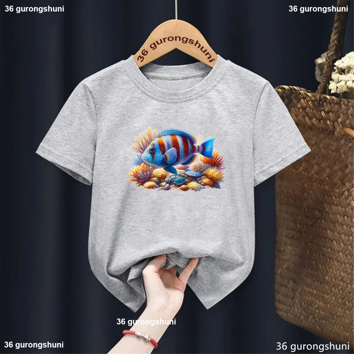 T-Shirt For Boys Fun Turtles, Fish Marine Animal Graphic Print Kids Tshirt Summer Vacation Tshirt Cute Boys/ Girls Tshirt Tops