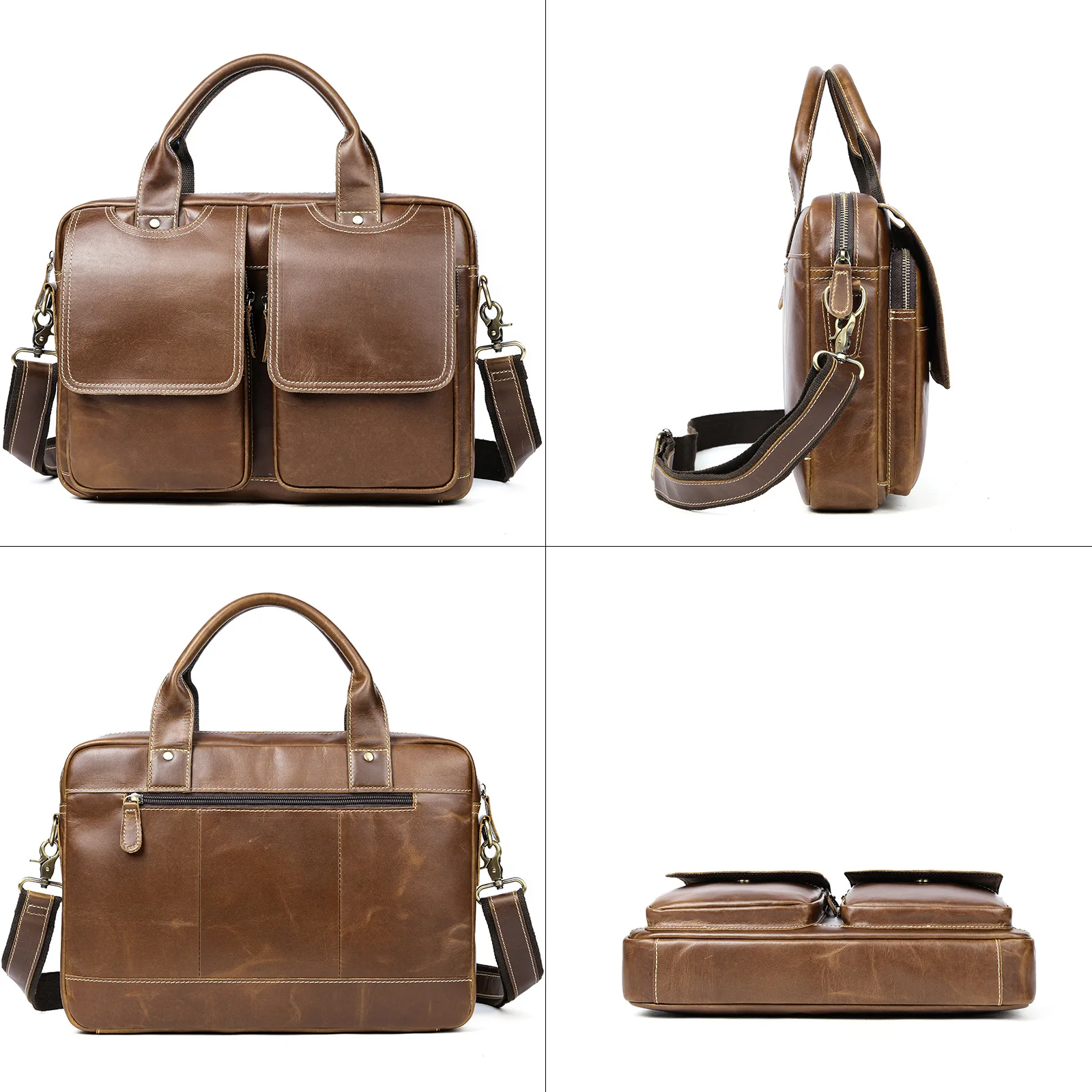 MLT-8002 حقيبة يد رجال الأعمال الأوروبية والأمريكية الرجعية، حقيبة كتف جلدية ذات سعة كبيرة #2