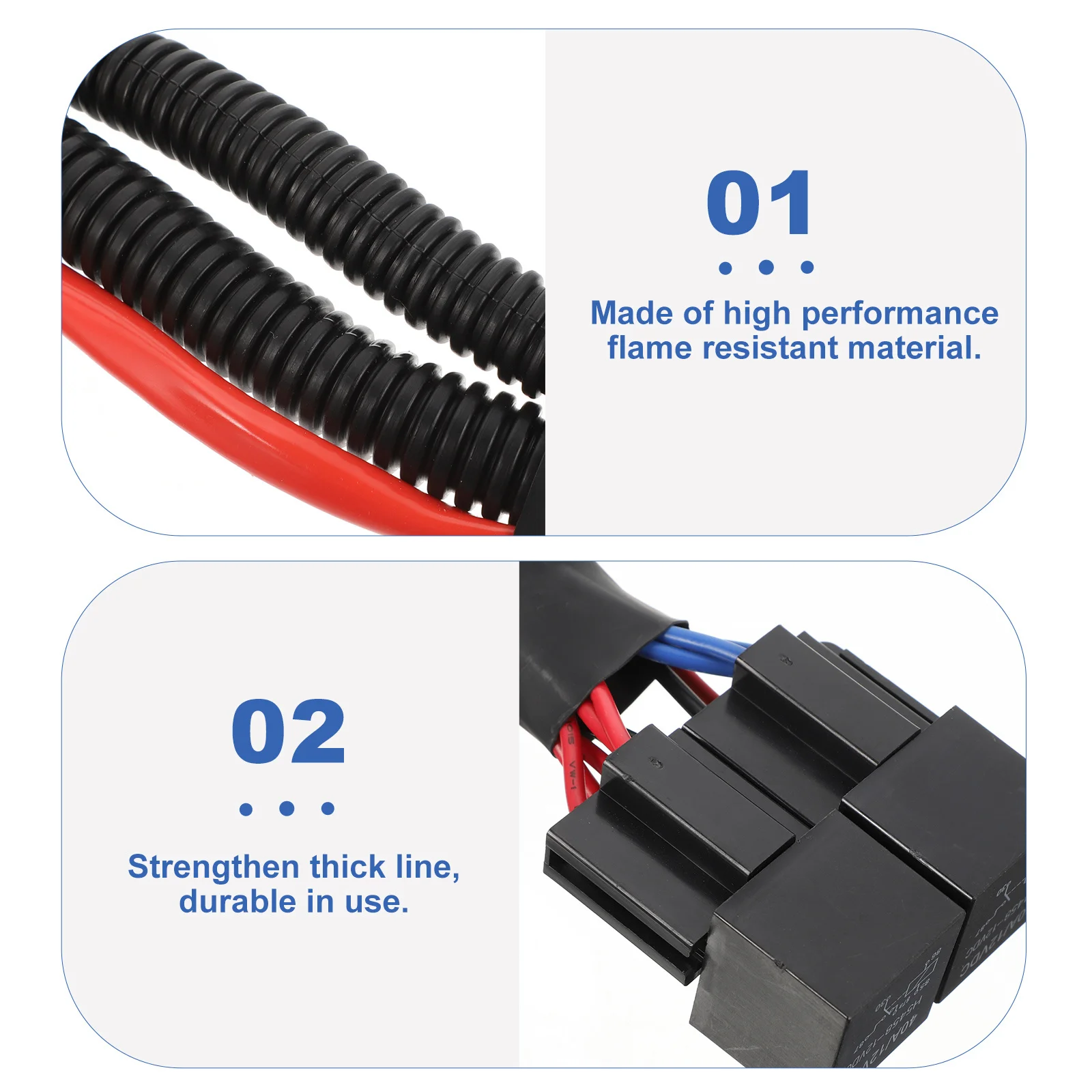 

H4 Wiring Harness Strengthened Thick Line For Car Led Brightness Booster Kit Flame Resistant Material