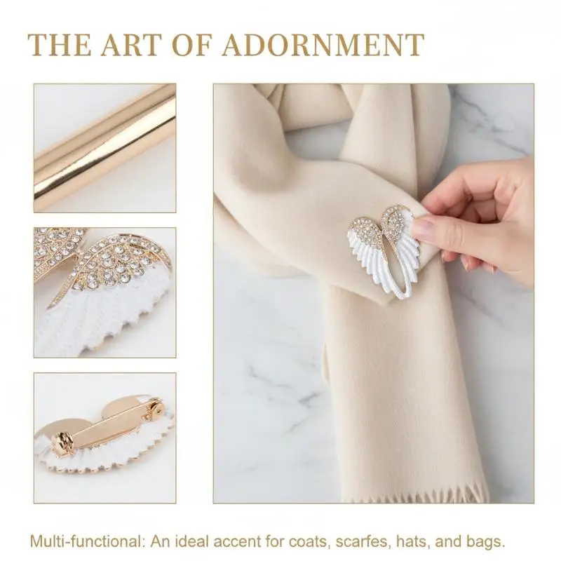 Gradient Enamel Angel Wings Brooch Sparkling Rhinestone Inlaid Exquisite Jewelry for Women Daily Outfit Banquet Decoration