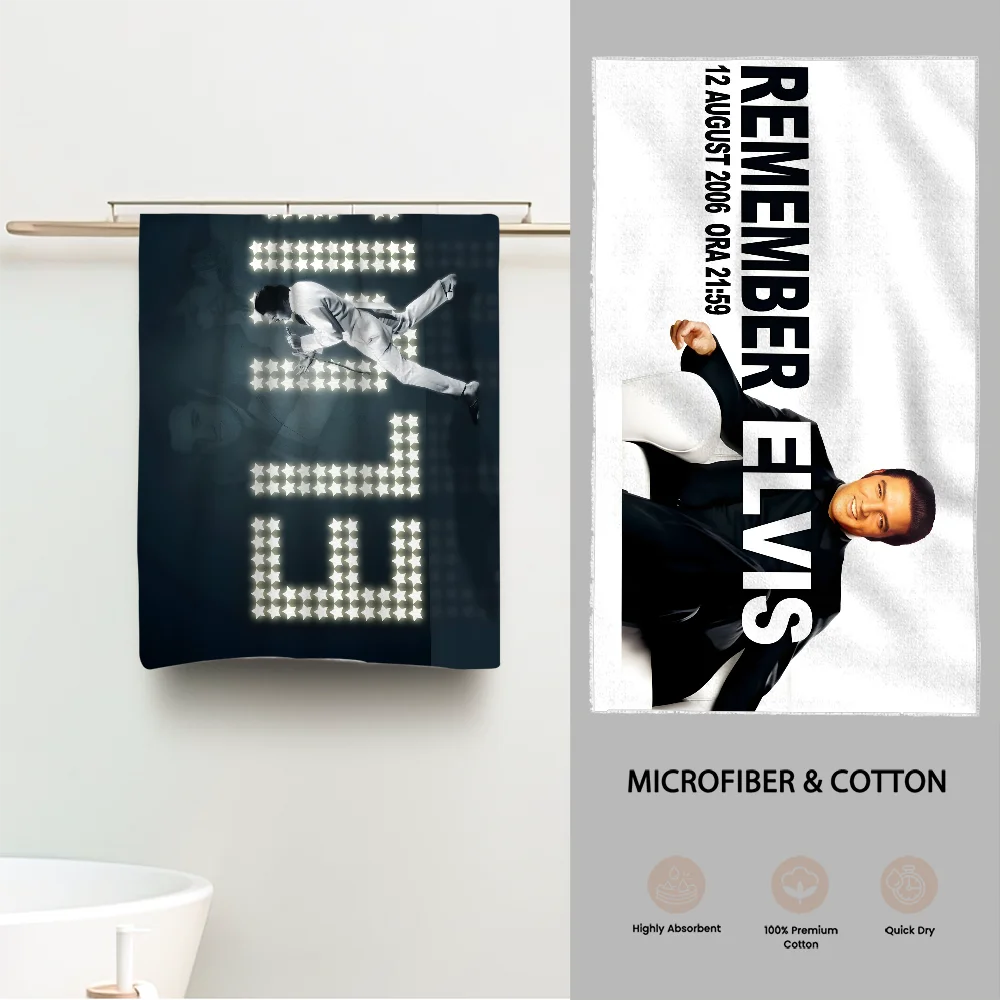 E-Elvis P-Presley Towel Luxury Bathroom Hand Towels Cotton and Microfiber Back Personalized Gift Towel