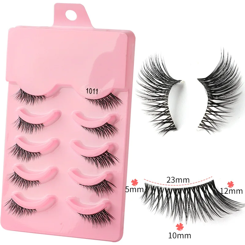 Korean 5 Pairs Natural Mink Lashes, Natural Fluffy manga Lashes, Personal Makeup Tools, Extension Eyelashes, Eyelash Wholesale