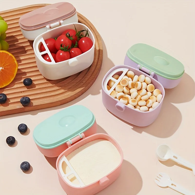 1PC 600ML Bee Themed Large Capacity Portable Baby Formula Milk Powder Dispenser Double-Layer Thickened Container Sealed