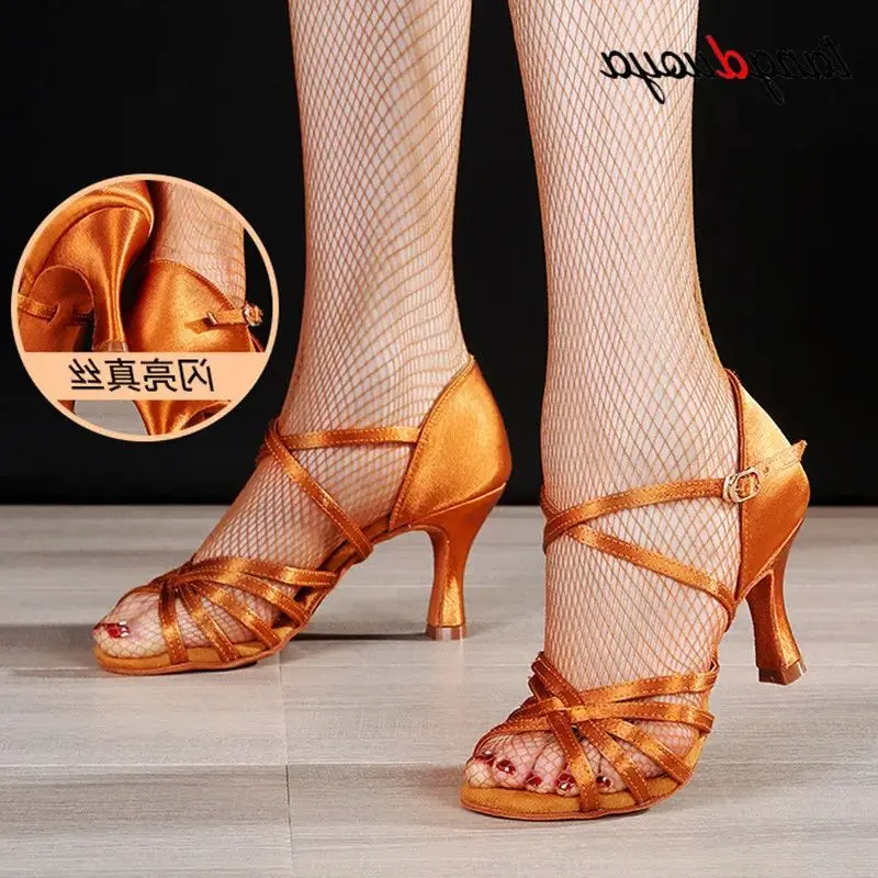 Zapatos de baile de Tango/salón/Latino para mujer, calzado de tacón para bailar Salsa profesional para niña y mujer, 5,5/7,5 cm, superventas