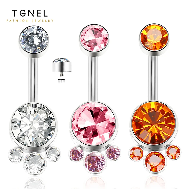 G23 Titanium Internally Threaded Belly Button Rings Petite Navel Ring for Women Body Piercing Jewelry CZ ASTM F136 Belly Bars