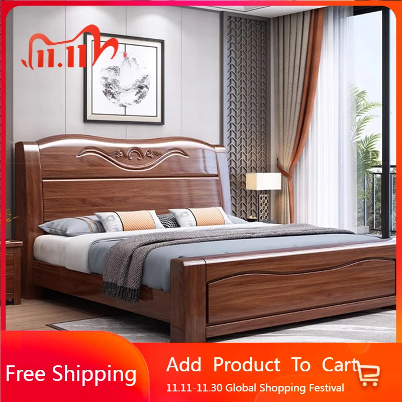 

Wooden Japanese Storage Bed Simple Space Saving Full Rattan Platform Double Massage Bed Design King Size Cama Home Furniture