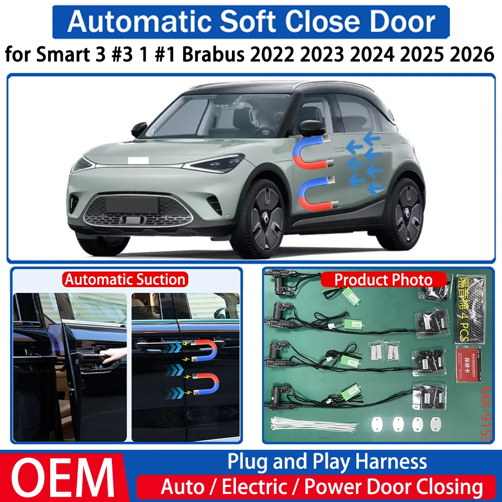 for Smart 3 #3 1 #1 Brabus 2022 2023 2024 2025 2026 Car Automatic Soft Close Door Electric Suction Kit Auto Power Closing System