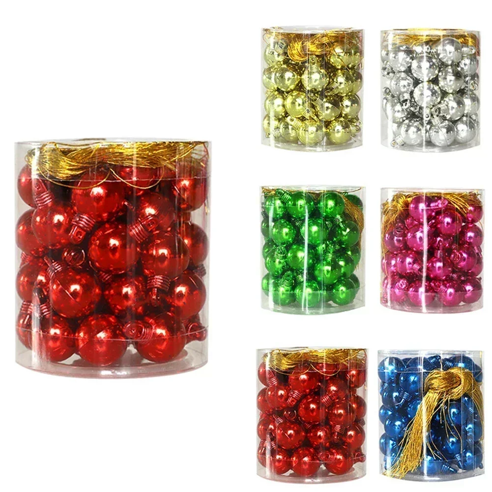 

48PCS Baubles Christmas Ball Ornaments Set Xamas Tree Painted Decoration GLITTER 1.5cm Party Hanging Pendant Navidad