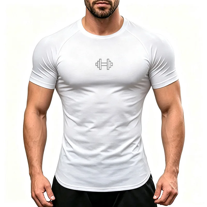 Men's Quick Dry Running T-shirts Raglan Short Sleeve Breathable Gym Workout Top Slim Fit Moisture Wicking Athletic Sports Tee