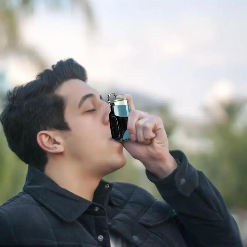 Storage Case For Inhaler With Metal Buckle Waterproof Protective PU Leather Case For Inhaler For Travelling School And Hiking