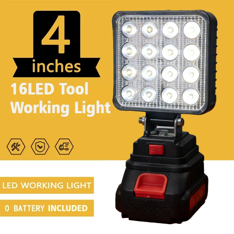 

Светодиодный фонарь для аккумулятора Makita, 4-дюймовый портативный прожектор, беспроводной, для работы на открытом воздухе, рыбалки, ручной, аварийный, без батареи, без USB.