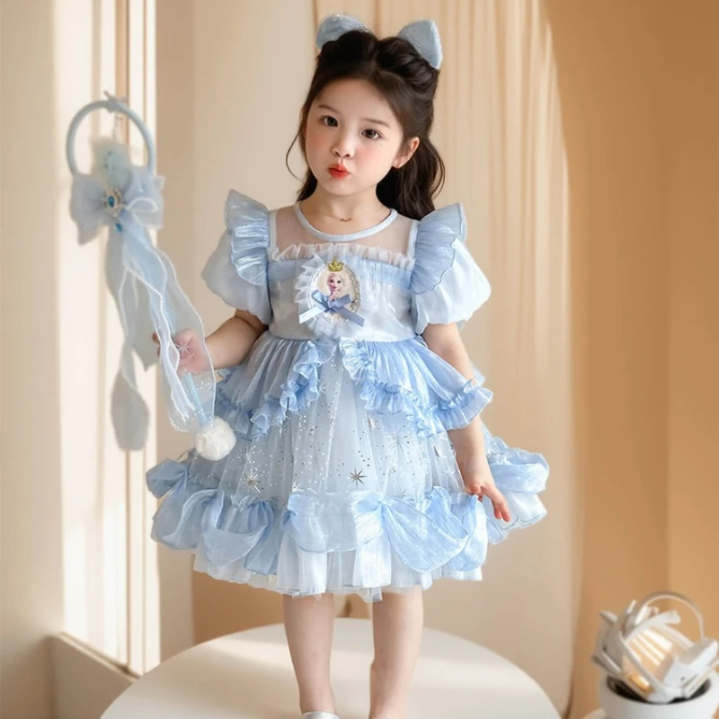 

Elsa Princess Dress 2025, Girls Lolita Gown Performance Costume Frozen Party Wear New Arrival