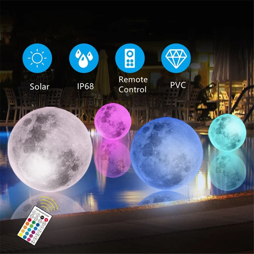 Solar Outdoor LED Garden Moon Light Remote Control Floor Street Lawn Lamp Swimming Pool Wedding Party Holiday Home Decoration