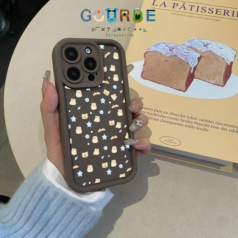 

Gourde Cute Cartoon Star Bear Patterns Matte Soft Silicone Phone Case for Iphone16 15 14 12 13 11 Pro Max 7 8 Plus X Xs Xr Max