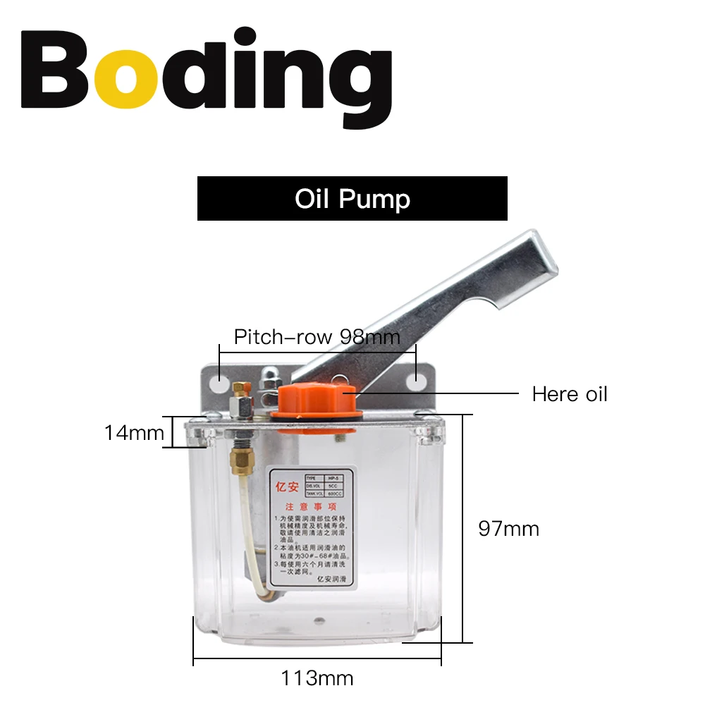 BODING CNC Lubricating Oil Pump Hand-Actuated CNC Manual Oil Pump for CNC Machine Oil Lubrication Pump System