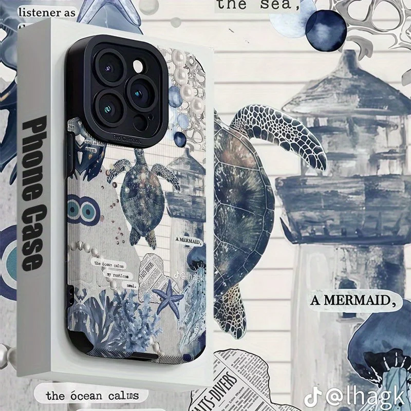 For Samsung S25 Blue Ocean Sea Turtle Starfish Matte Shockproof Compatible For Galaxy S25/S24/S23/S22/S21 and A Series Models