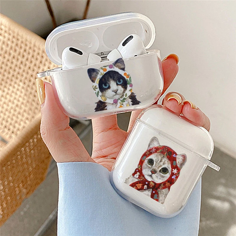 

Чехол для наушников INS с рисунком маслом и котом для Apple AirPods 4 3 2 1 Pro2, мягкий прозрачный чехол для наушников Airpods 4 Lover Funda