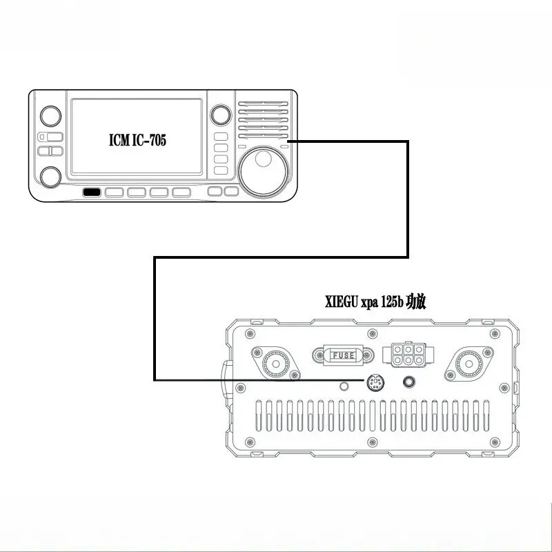3ft PTT التحكم كابل التبديل ل Icom IC-705 IC705 QRP راديو إلى Xiegu XPA125B 575 + مكبر كهربائي Mini-din التوصيل ملحق