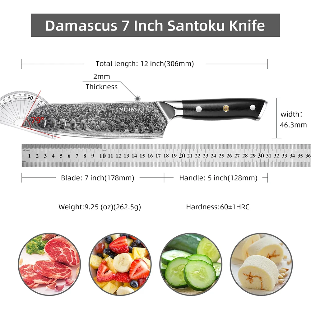 Classic Japanese Santoku Knives 73 Layers High Quality VG10 Damascus Steel Kitchen Knife Ultra Sharp Chef\'s Meat Cutting Knife