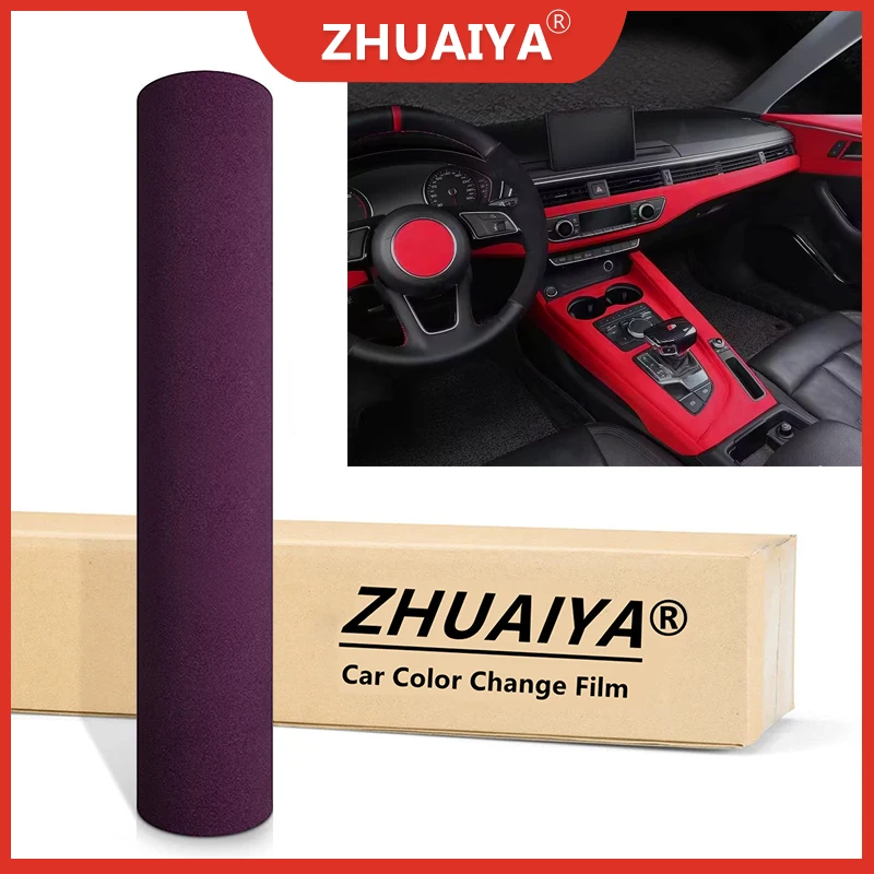 

Purple 1.35*15M Velvet Fabric Suede Car Vinyl Wrapping Film Change Color Sticker Self Adhesive for Protect Film Body Stickers