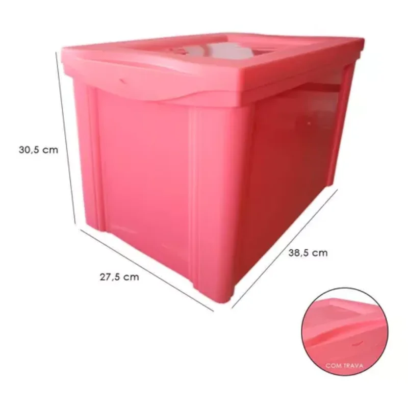 3 Large Organizer Box With Lock 30l Rose   Organization Boxes