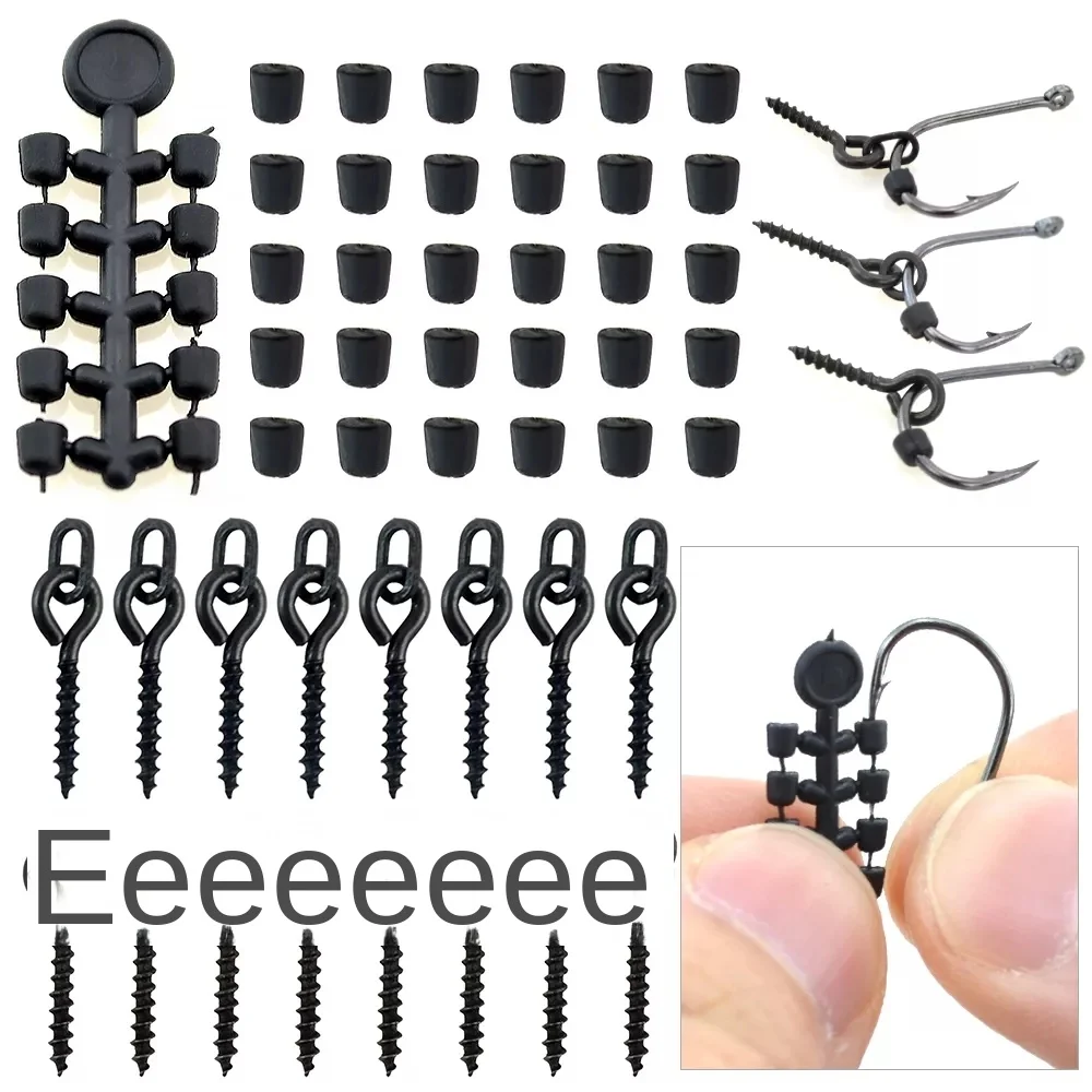 50pcs Rubber Beads for Carp Fish Hook Carp Fishing Accessories Fish hook Stoper 20pcs Fishing Boilie Screw Chod Rigs