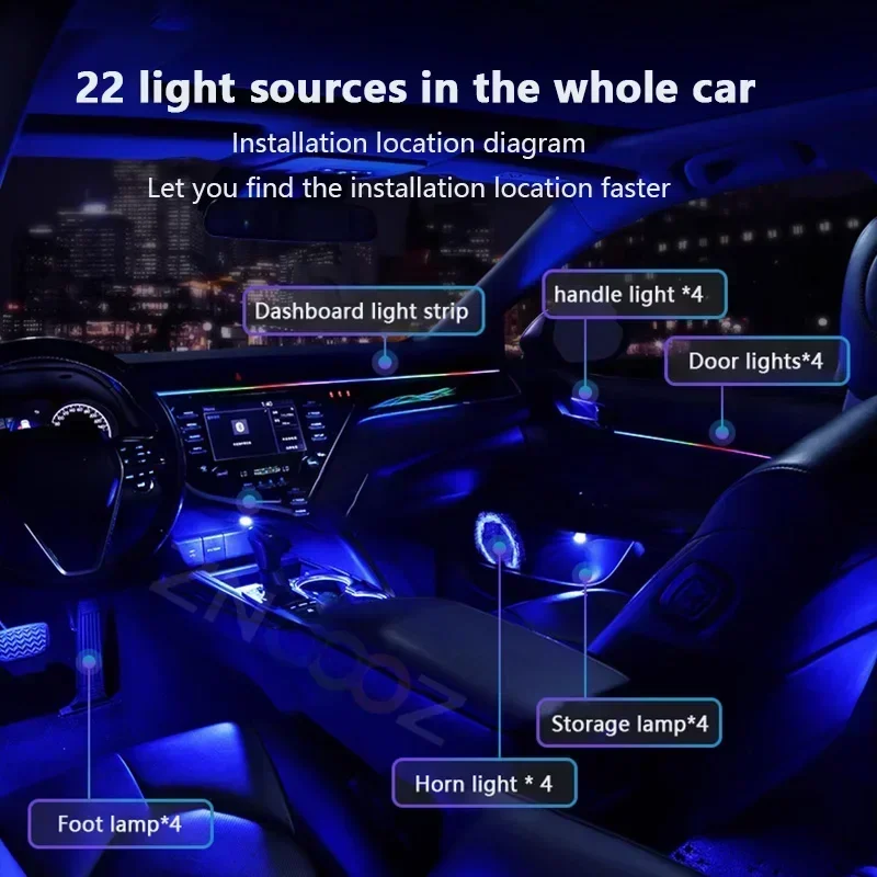 RGB 22in1 Car Interior Acrylic Car Ambient Lights For Maxus T60 D60 D90 2022 D20 G50 G10 G20 T90 V80 T70 V90  Car Accessories