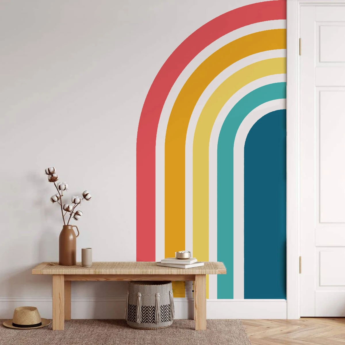 

Large Half Arch Rainbow DIY Wall Sticker Child Room Girls Room Nursery PVC Decal Playroom Bedroom Living Decor Peel and Stick