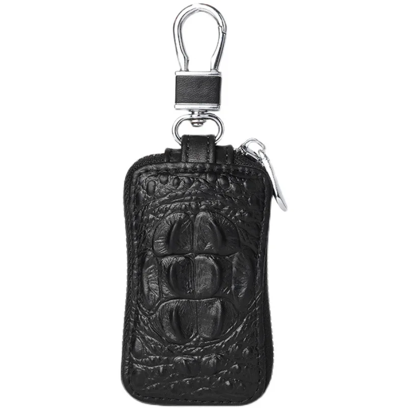 New Genuine Leather Men's and Women's Multifunctional Key Chain Crocodile Pattern Car Key Bag Top Layer Cowhide Key Bag