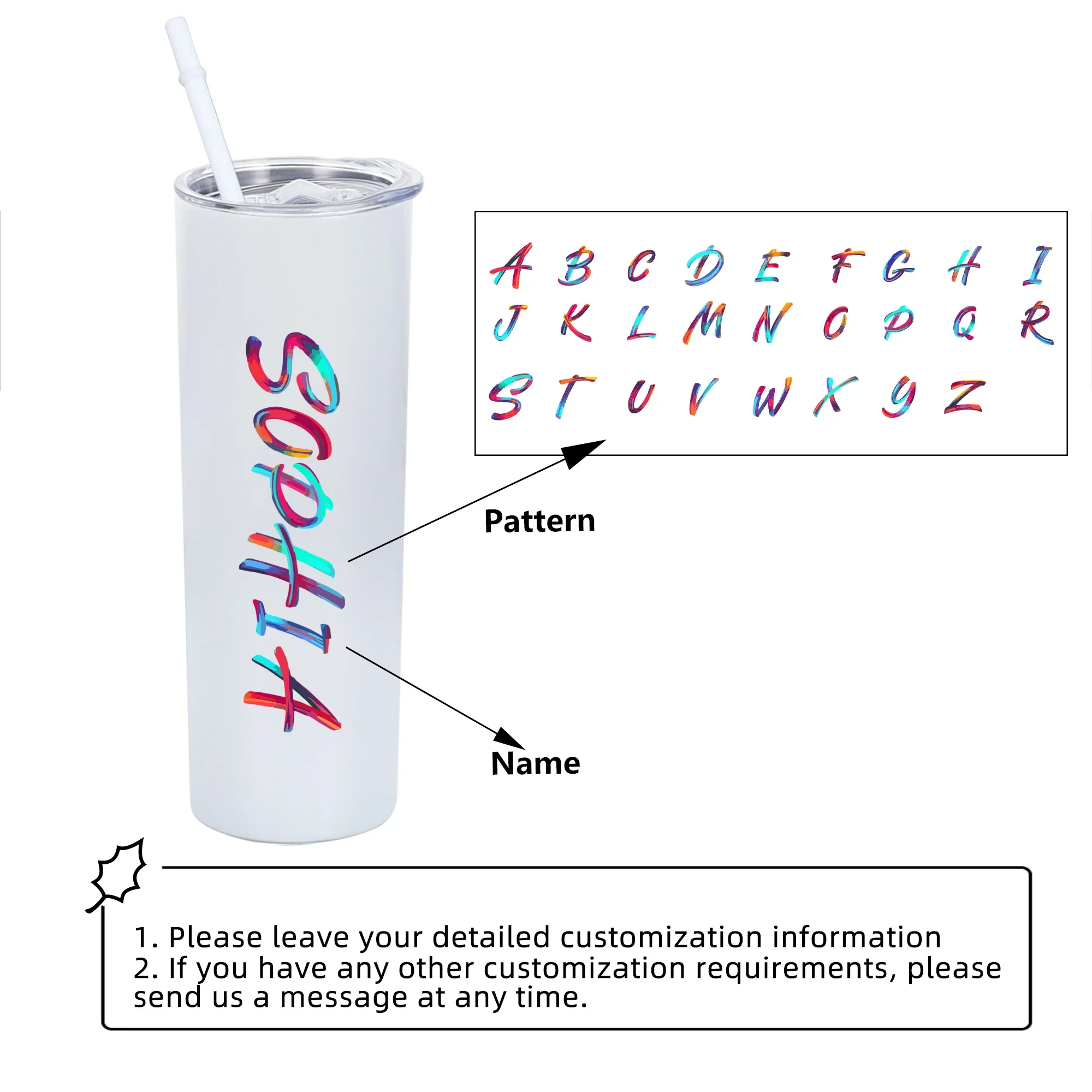 Personalized Name 20oz Tumbler Travel mug with Straw for Friend Family Party Gifts Custom Skinny Tumbler Bridesmaid Water Cup