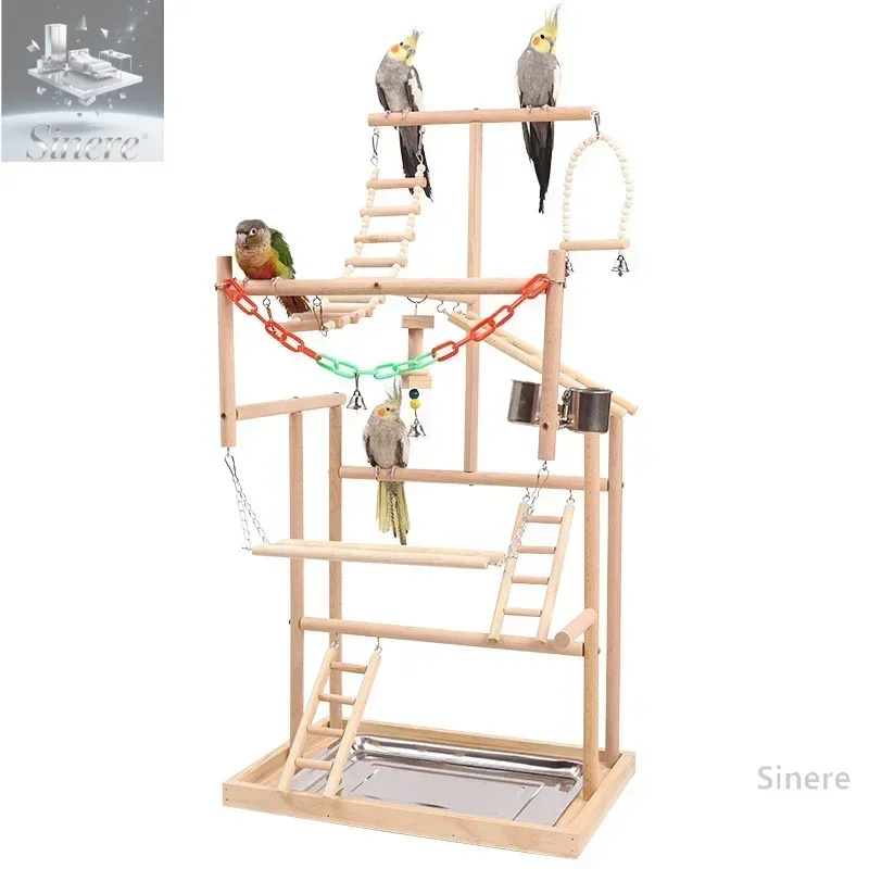 

Parrot Large Game Rack Parrot Toys Training Station Playground Rack Climbing Ladder Swing Bird Toys Pet Interactive Toys
