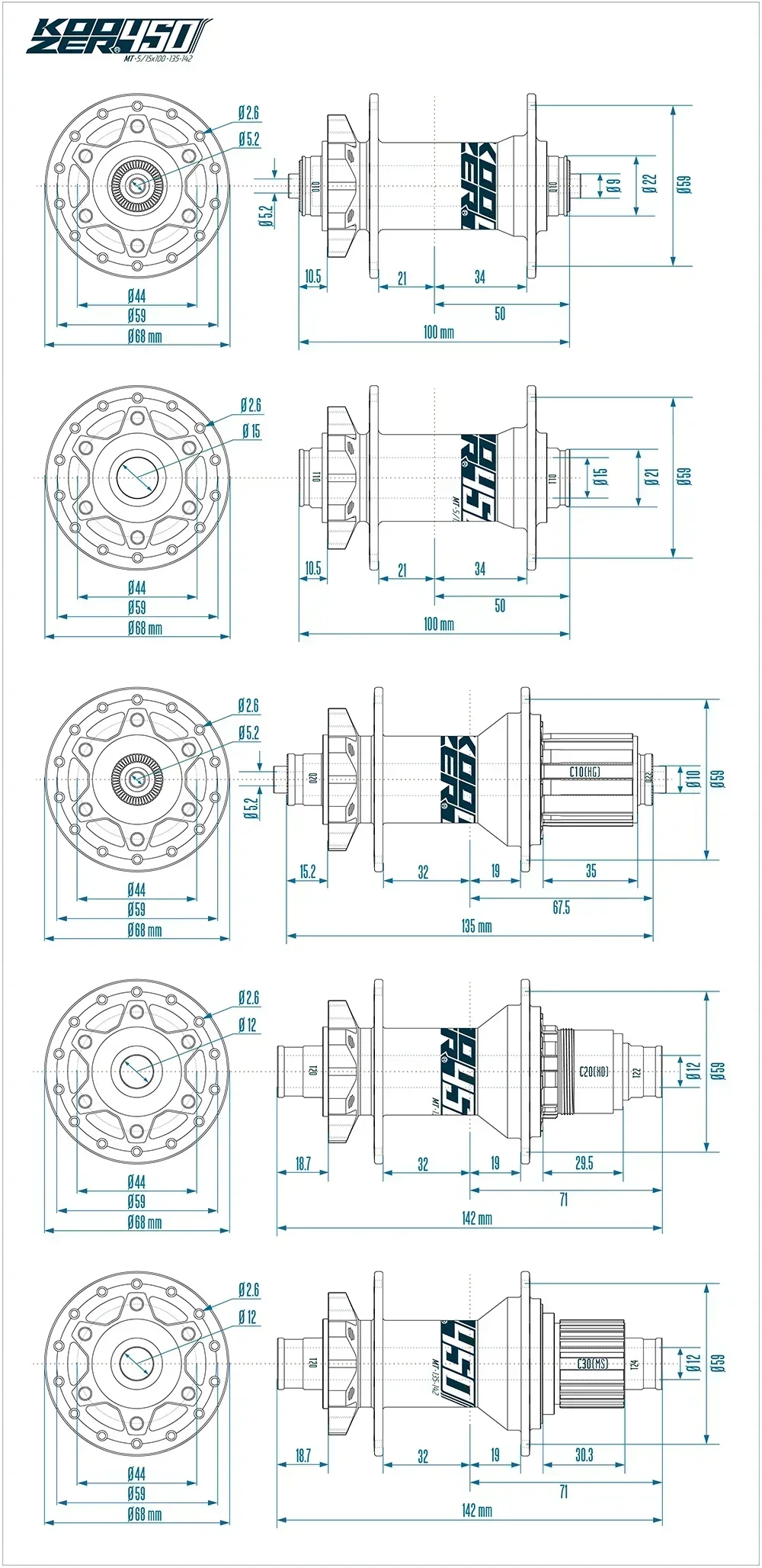 Koozer 450 rear 120HD MS Micro Spline 12s Speed 28H 32 Hole Cr-Mo Steel Axle 5x135 QR 12x142mm THRU Bike Parts MTB Bicycle Hubs