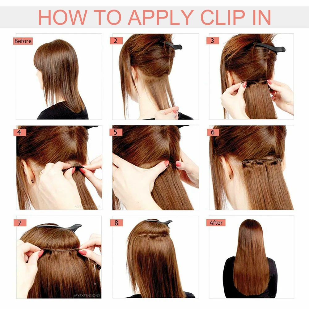 AZQUEEN-extensiones de cabello sintético para mujer, pelo largo y liso con 16 clips, color rubio Natural, resistente al calor, 7 unidades por Set
