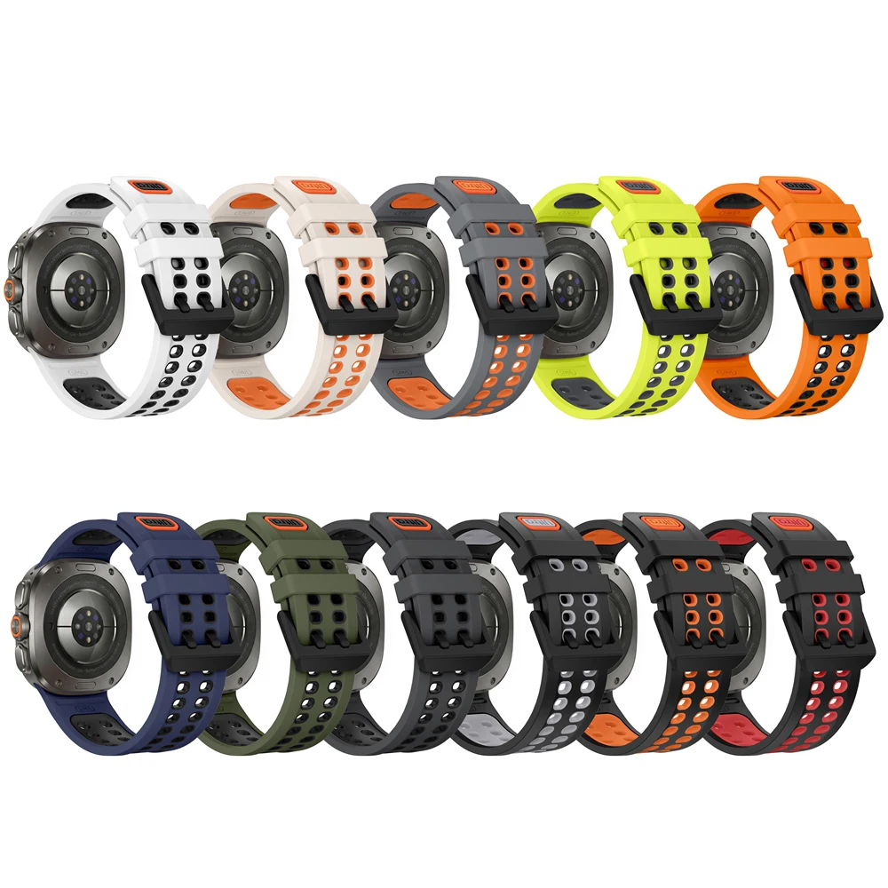Two-color Silicone Strap For Samsung Galaxy Watch Ultra 2 Strap 47mm Sport Replacement Bracelet correa Galaxy Watch 2026 Ultra