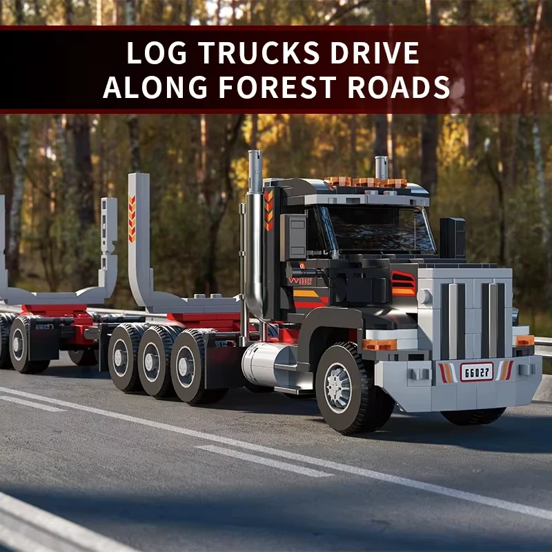 445 stücke Amerikanischen Lkw Kopf Bausteine Holz Transport Lkw Auto Modell Ziegel Desktop Ornamente Kinder Pädagogisches Spielzeug Geschenke