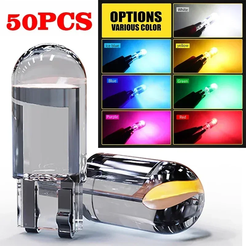 

Newest W5W Led T10 Car Light COB Glass 6000K White Auto Automobiles License Plate Lamp Dome Light Reading DRL Bulb Style 12V