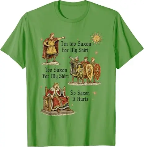 Zu sächsisch für mein Hemd – Lustiges T-Shirt mit mittelalterlichem Humor, Y2k, angelsächsisches Vintage-Grafik-T-Shirt, weiche Baumwolle, kurzärmelig. – Detail 9