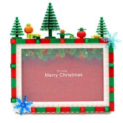 PinLiving Christmas Diy Photo Frame Building Blocks Picture Display Holder Tabletop Decor Chiristmas Gifts For Child 6,7 inch