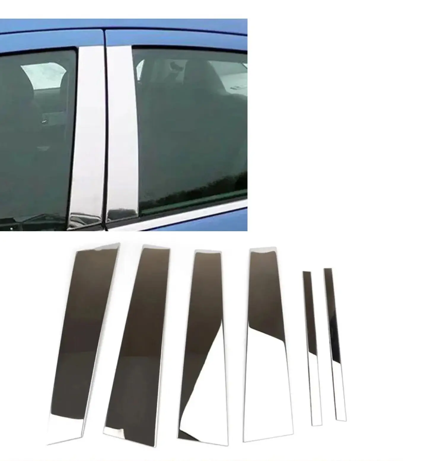 

6PCS Chrome Plated Pillar Post Fit For Toyota Camry 2007-2011 2010 2009 2008 Window Door Side Trim Cover Decal Sticker