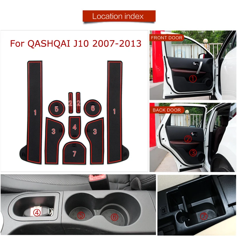 Car Styling Anti-Slip Gate Slot Pad Door Groove Cup Mat No-Slip Interior Mats Cushion For Nissan Qashqai J10 2007-2013 Accessory