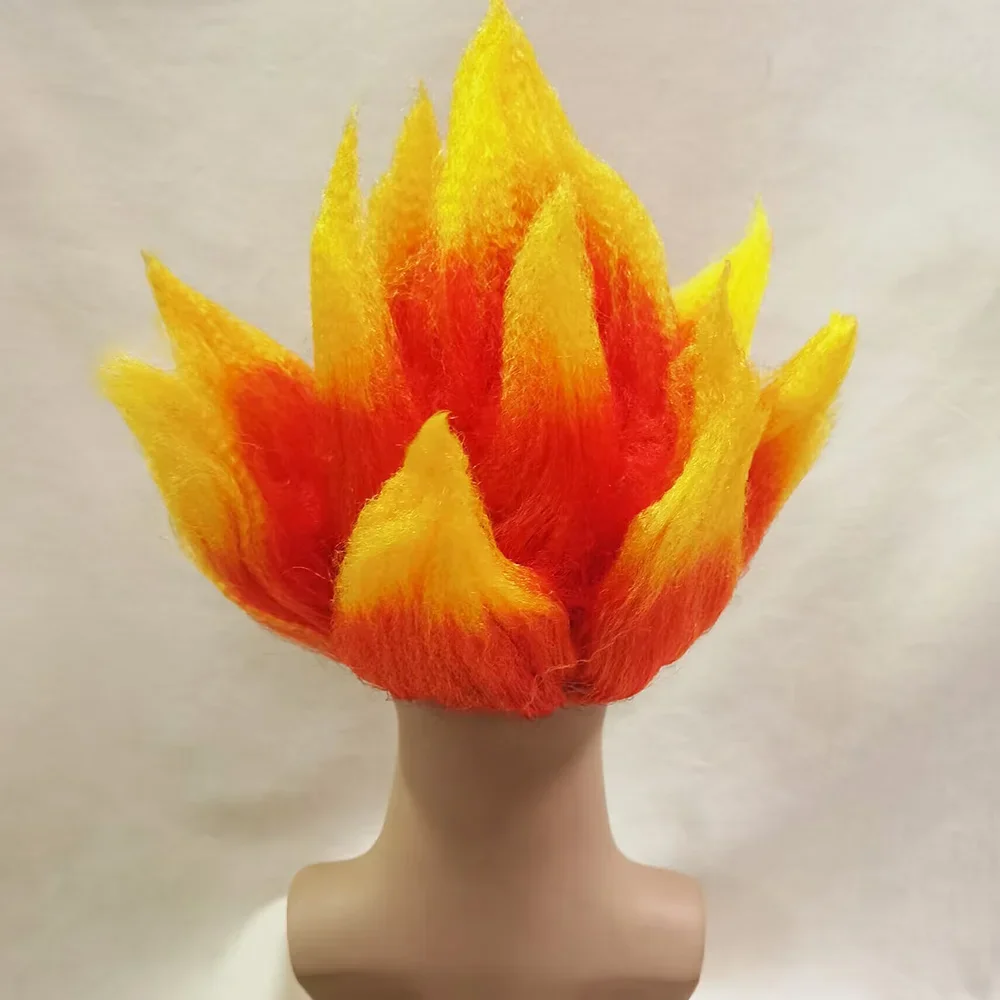 الغضب داخل خارج شعر مستعار تأثيري النار شعر مستعار أنيق لهب شعر مستعار برتقالي زي شعر مستعار هالوين حفلة تأثيري مسنبل شعر مستعار