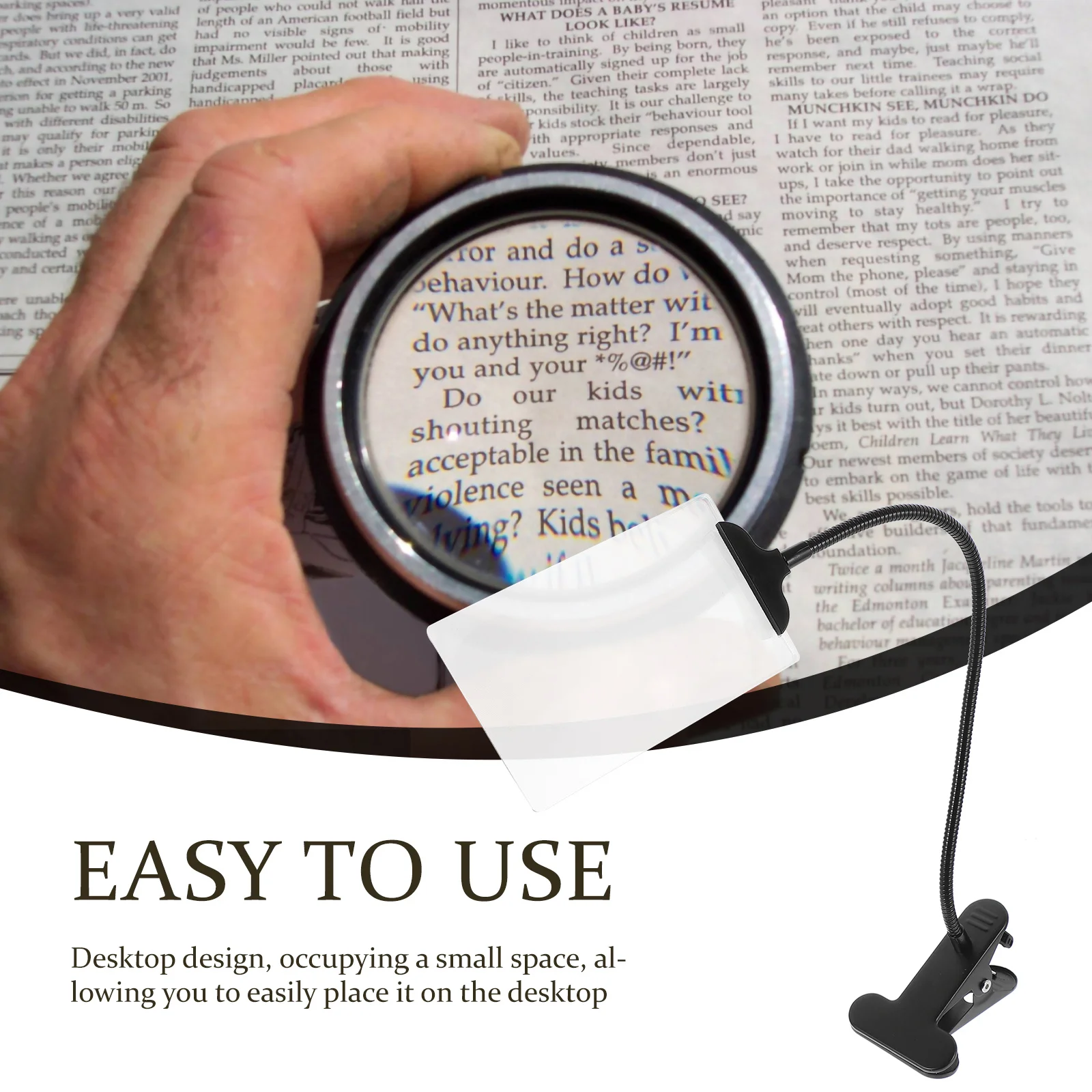 

Portable Large Magnifier Flexible Hose Bendable Desktop Magnifying Tool for Craft Work Sewing Handwork Repair Large Magnifier