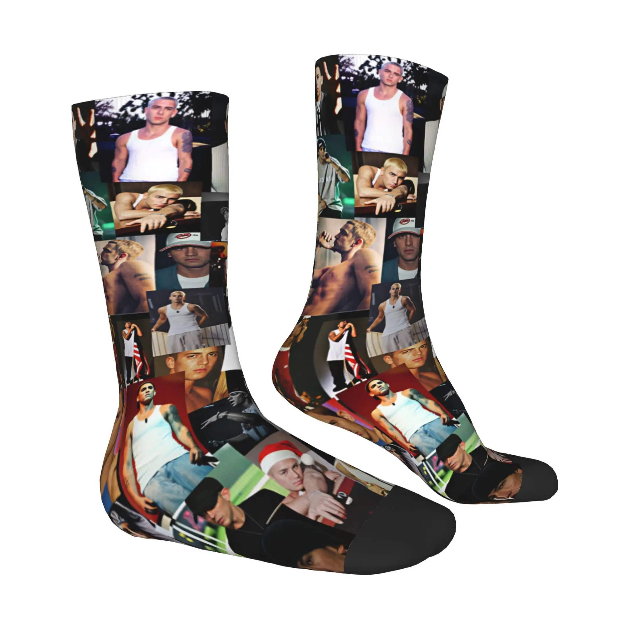 Pop Music E-Eminems Collage Dress Socks for Men Women Warm Funny Novelty Hip Hop Rapper Crew Socks