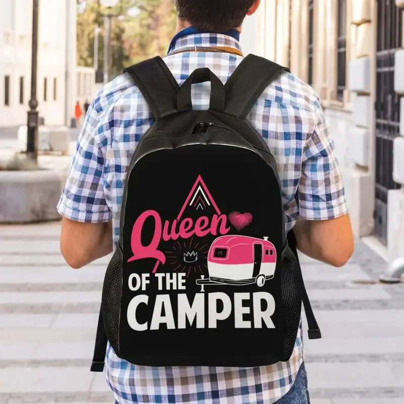 Custom Queen Of The Camper Rugzakken Dames Heren Casual Boekentas Voor College School Avontuur Buitenshuis Campingtassen