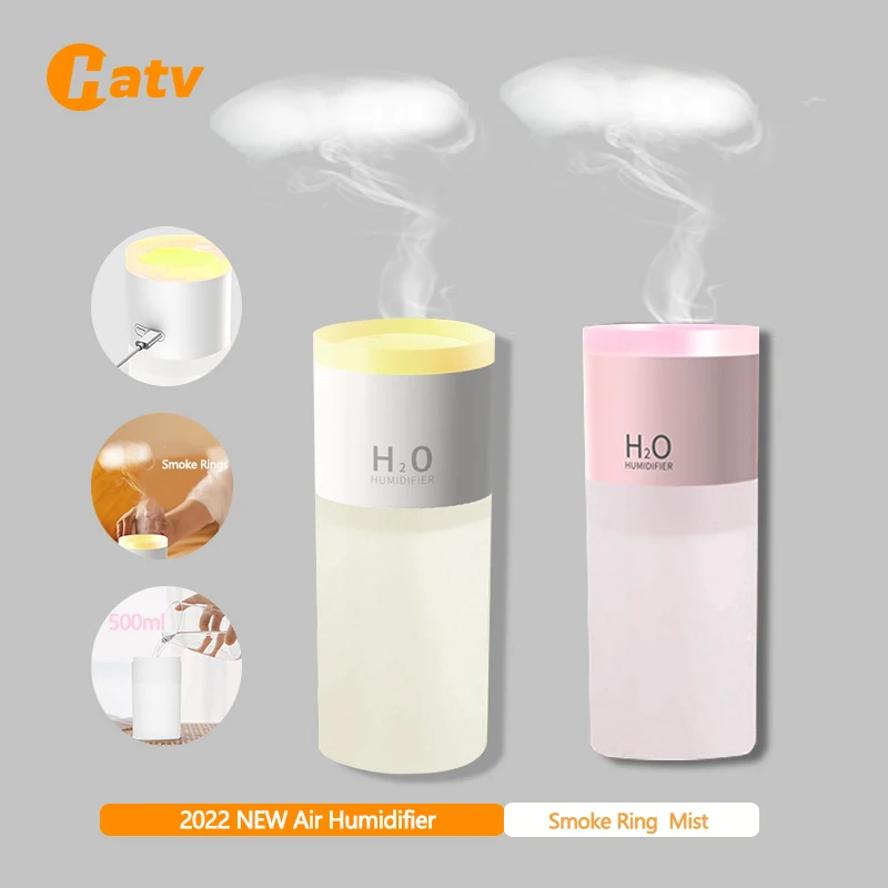 HATV Máy Tạo Độ Ẩm Không Khí Khói Vòng Atomizer Hương Thơm Khuếch Tán Hộ Xe Ô Tô Không Dây Sạc USB Siêu Âm Khuếch Tán Tinh Dầu