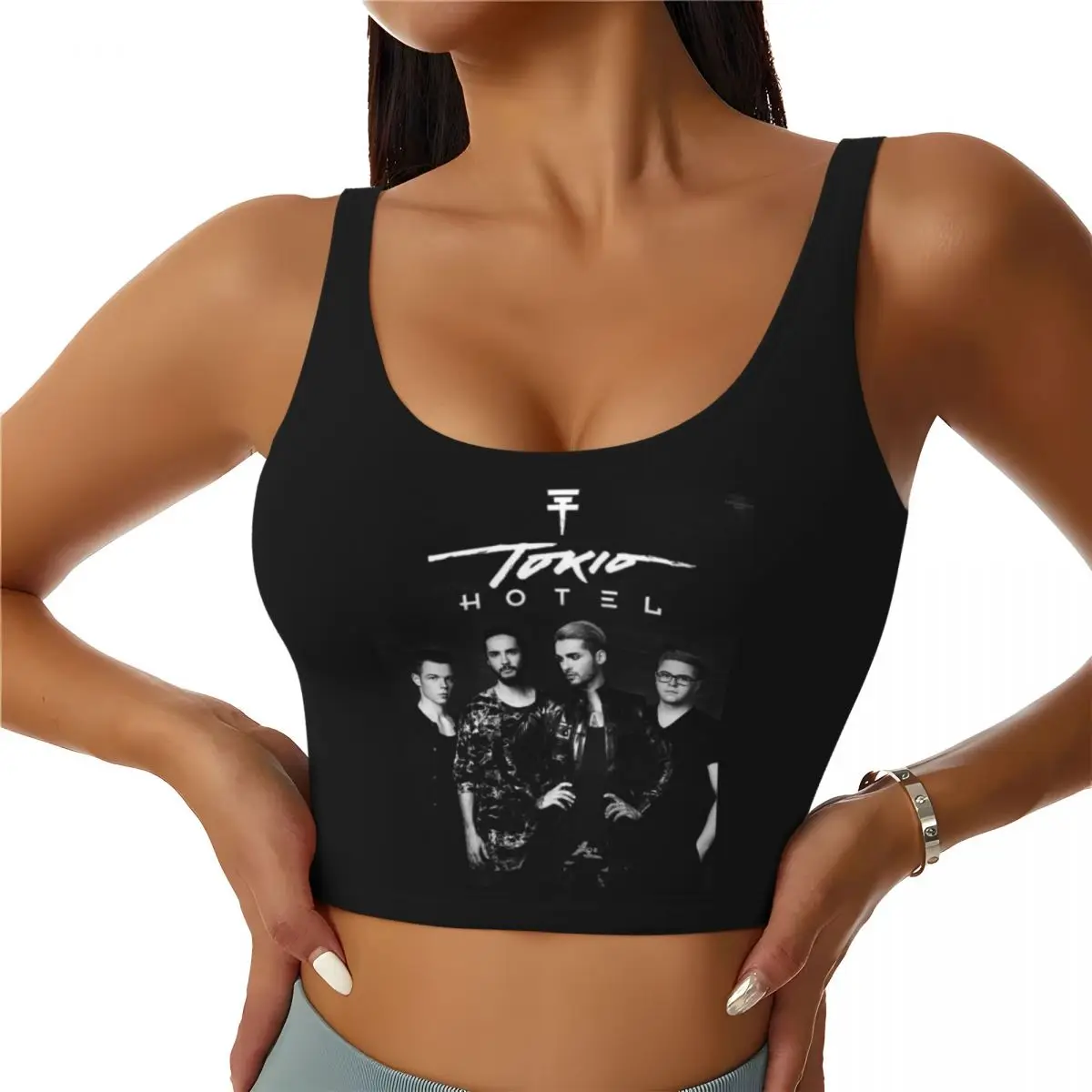 Custom Tokio Hotel High Impact Sports Bras Women's Pop Rock Band Seamless Workout Running Crop Tank Tops