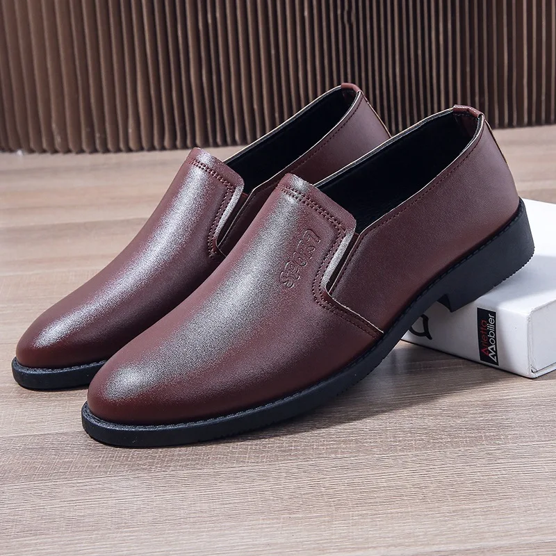 Zapatos de vestir de cuero para hombre, mocasines formales de color marrón, elegantes, informales, para negocios, actos sociales, oficina, fiesta,