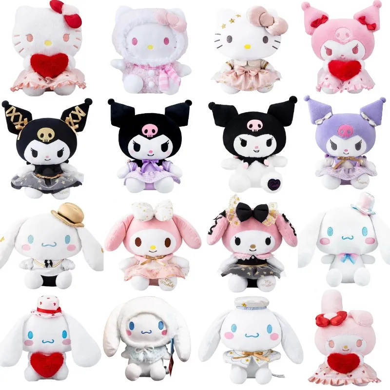 

Sanrio, Hello Kitty Мягкие плюшевые игрушки Kawaii Kuromi Melody Cinnamoroll, фигурка, декоративная подушка, мультяшная Аниме Кукла, детский подарок на день рождения
