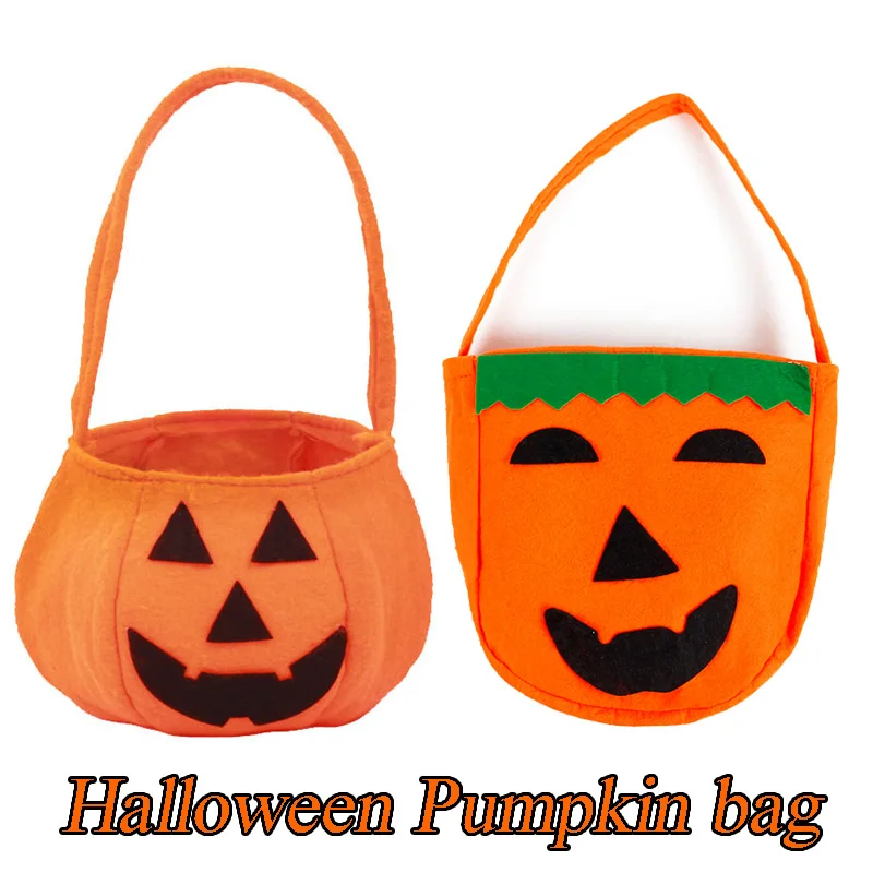 Halloween Sugar Bag for Kids Pumpkin Bag Cute Funny Halloween Sugar Bags Portable Nonwovens Handbag Children Holiday Bags Gifts