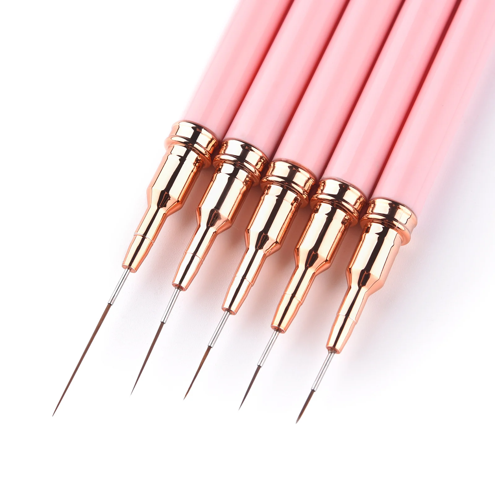 Nail Art Liner Brushes Set 5Pcs/Set Pink Professional Elongated Lines Striping Drawing Painting Nail Design Pen Manicure Tool